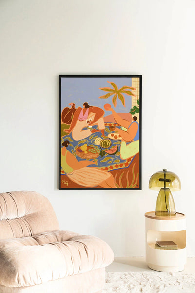 Summer Picnic - Moderne Wanddecoratie | Artprint, Glass Art, Wandkleed by Urban Cotton