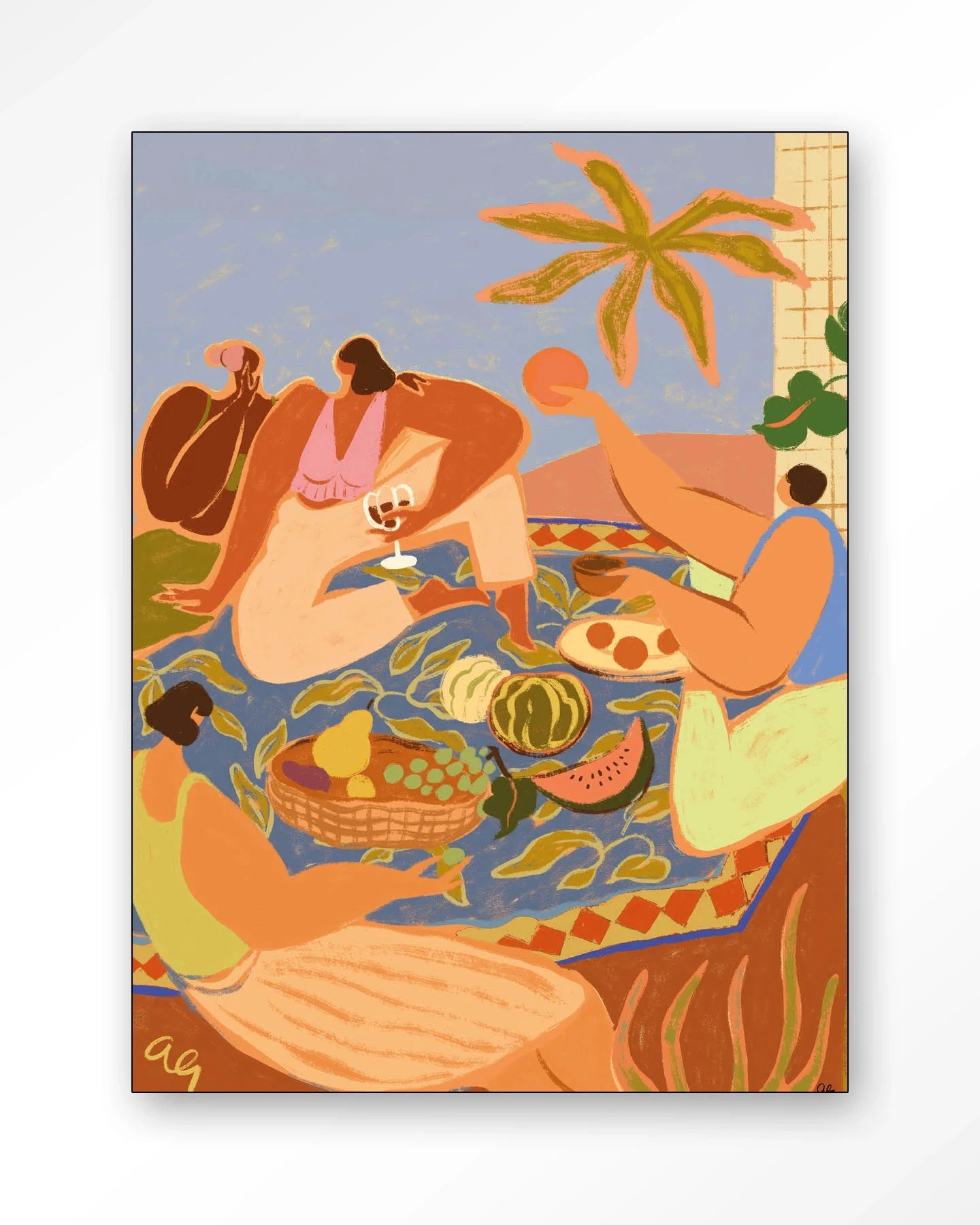 Summer Picnic - Moderne Wanddecoratie | Artprint, Glass Art, Wandkleed by Urban Cotton