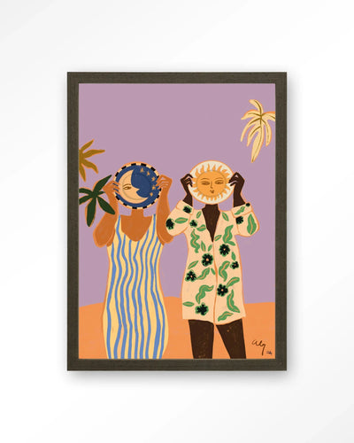 Sun & Moon - Moderne Wanddecoratie | Artprint, Glass Art, Wandkleed by Urban Cotton