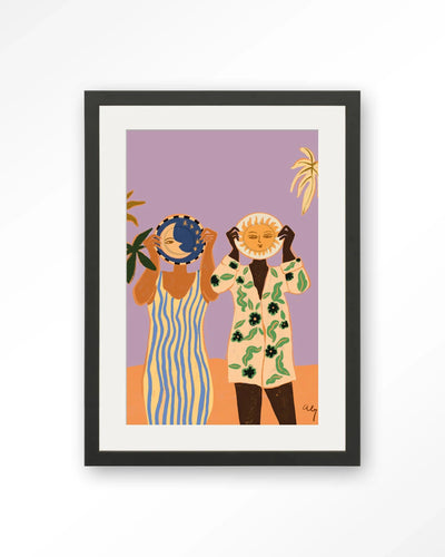 Sun & Moon - Moderne Wanddecoratie | Artprint, Glass Art, Wandkleed by Urban Cotton