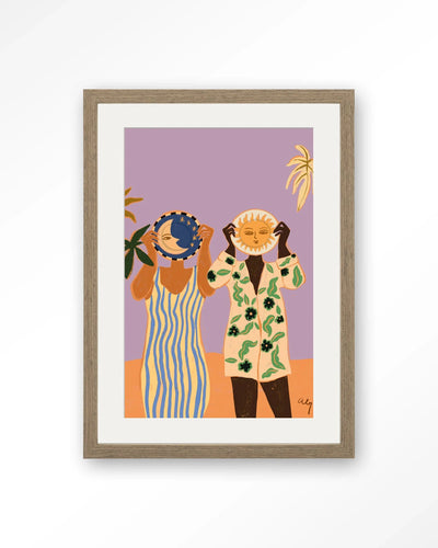 Sun & Moon - Moderne Wanddecoratie | Artprint, Glass Art, Wandkleed by Urban Cotton