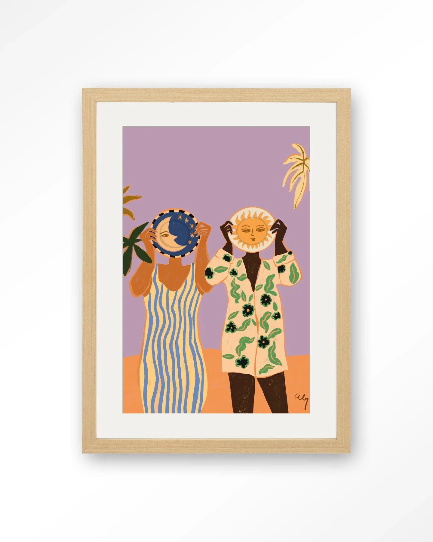 Sun & Moon - Moderne Wanddecoratie | Artprint, Glass Art, Wandkleed by Urban Cotton