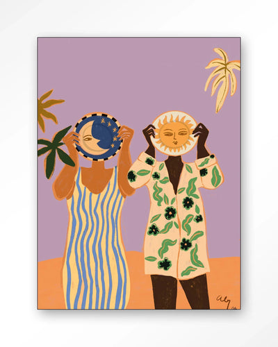 Sun & Moon - Moderne Wanddecoratie | Artprint, Glass Art, Wandkleed by Urban Cotton