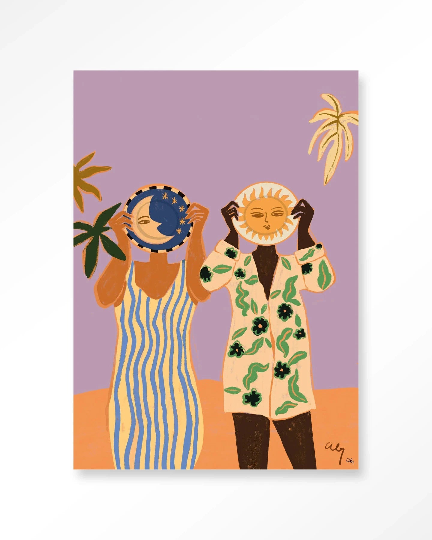 Sun & Moon - Moderne Wanddecoratie | Artprint, Glass Art, Wandkleed by Urban Cotton