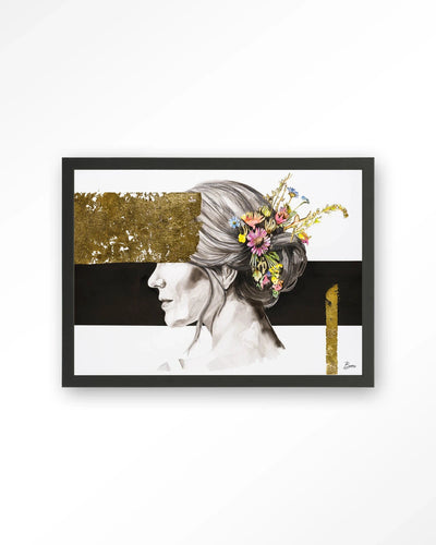 Blooming In Gold - Moderne Wanddecoratie | Artprint, Glass Art, Wandkleed by Urban Cotton