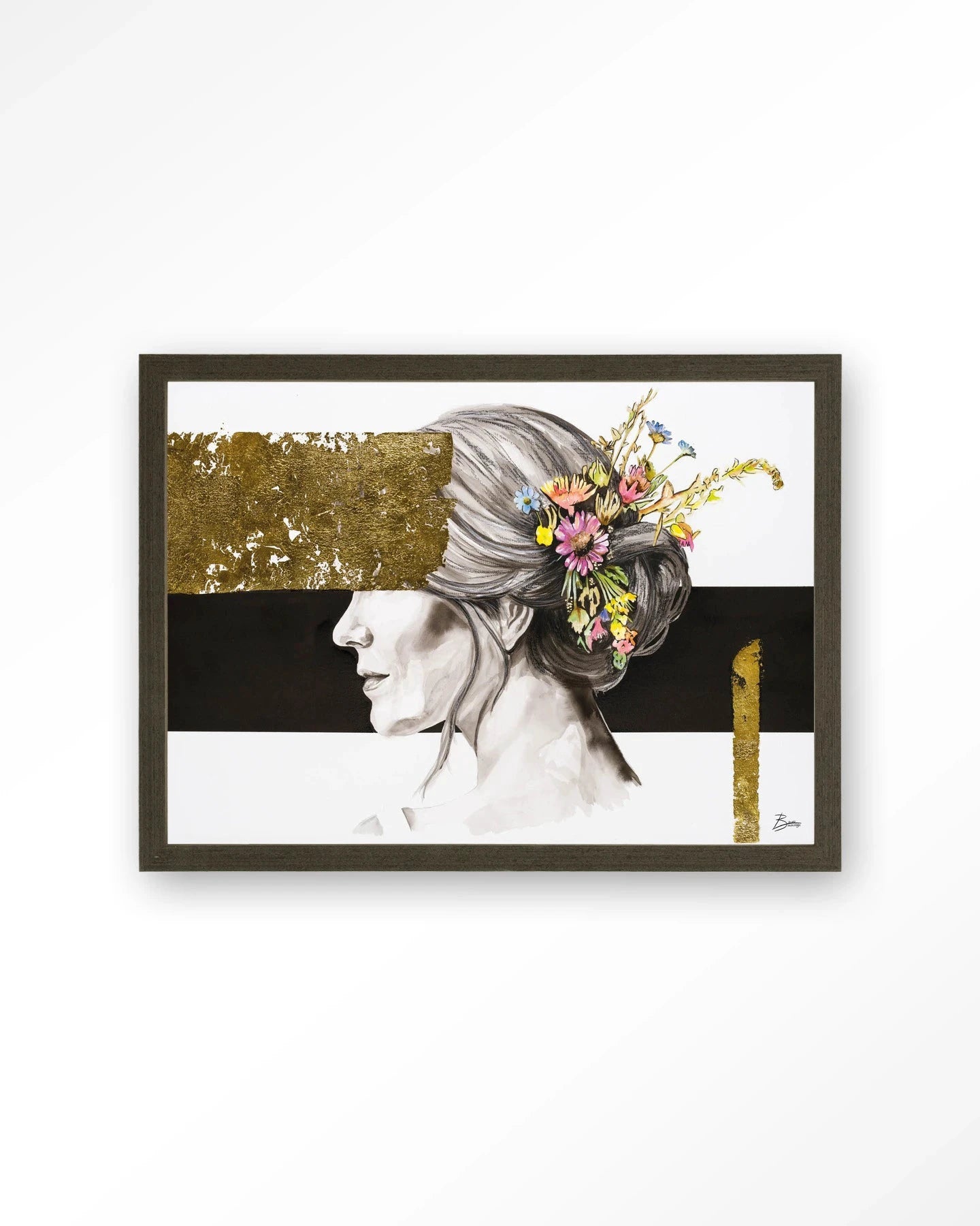 Blooming In Gold - Moderne Wanddecoratie | Artprint, Glass Art, Wandkleed by Urban Cotton