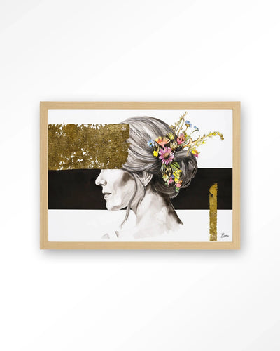 Blooming In Gold - Moderne Wanddecoratie | Artprint, Glass Art, Wandkleed by Urban Cotton