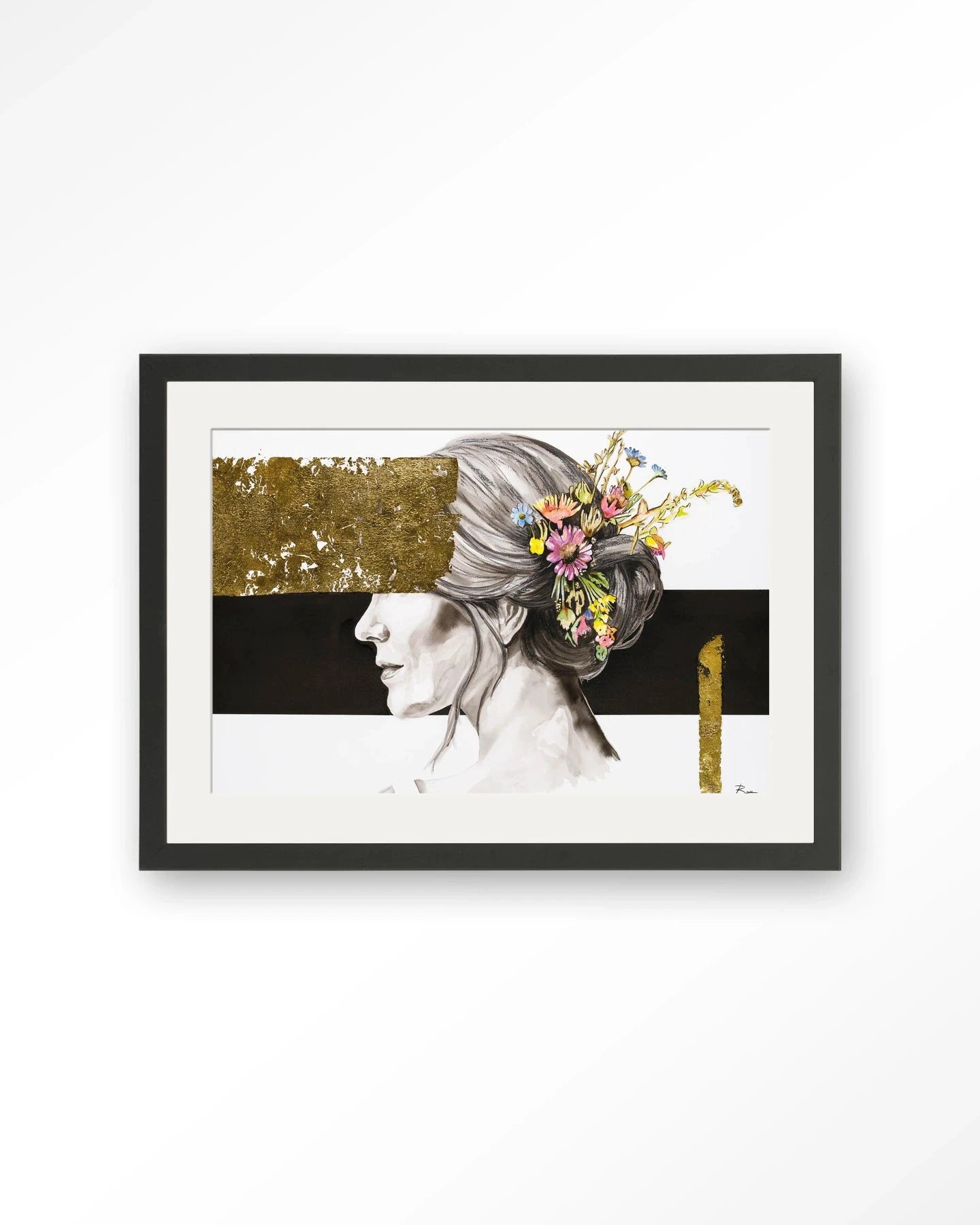 Blooming In Gold - Moderne Wanddecoratie | Artprint, Glass Art, Wandkleed by Urban Cotton