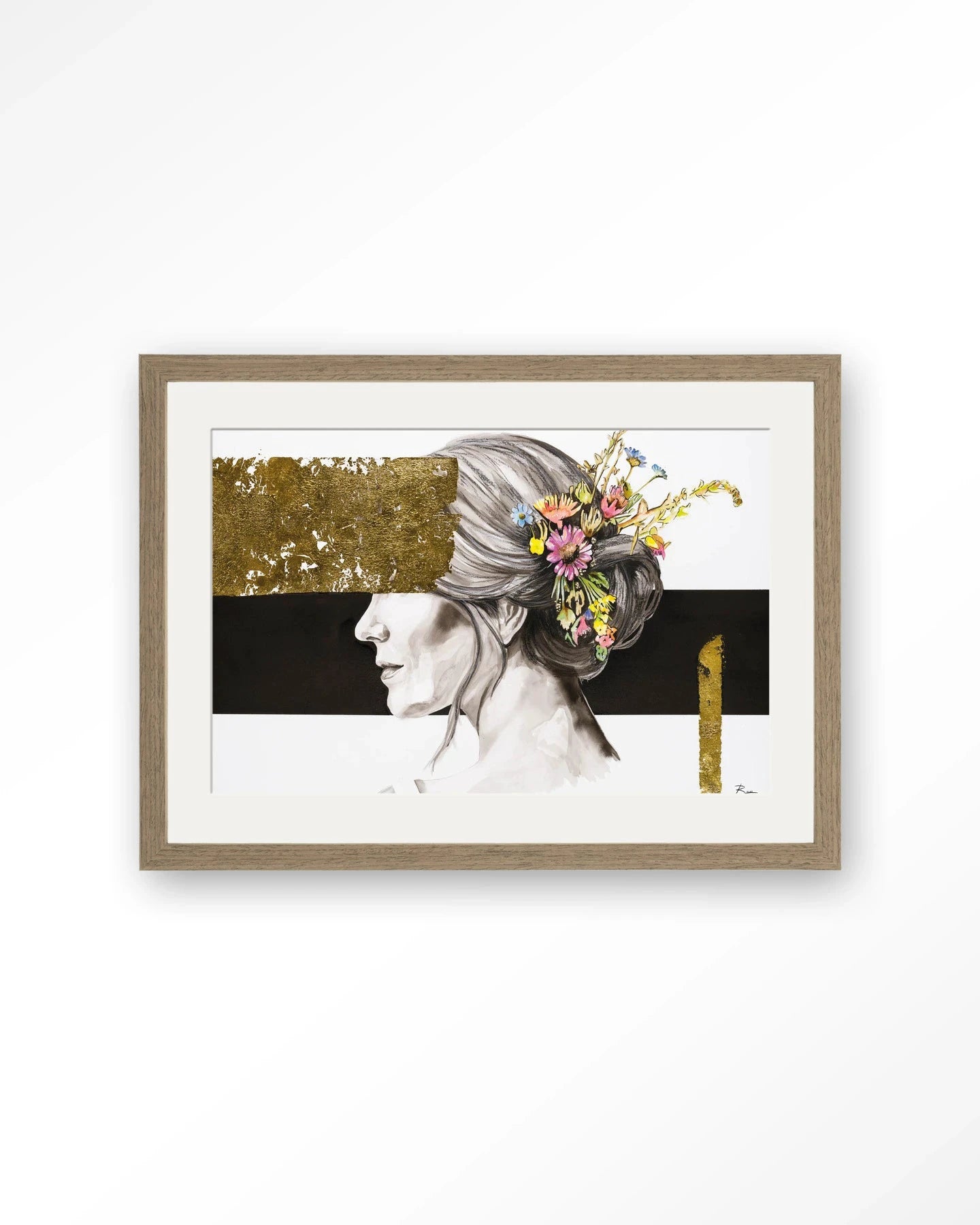 Blooming In Gold - Moderne Wanddecoratie | Artprint, Glass Art, Wandkleed by Urban Cotton