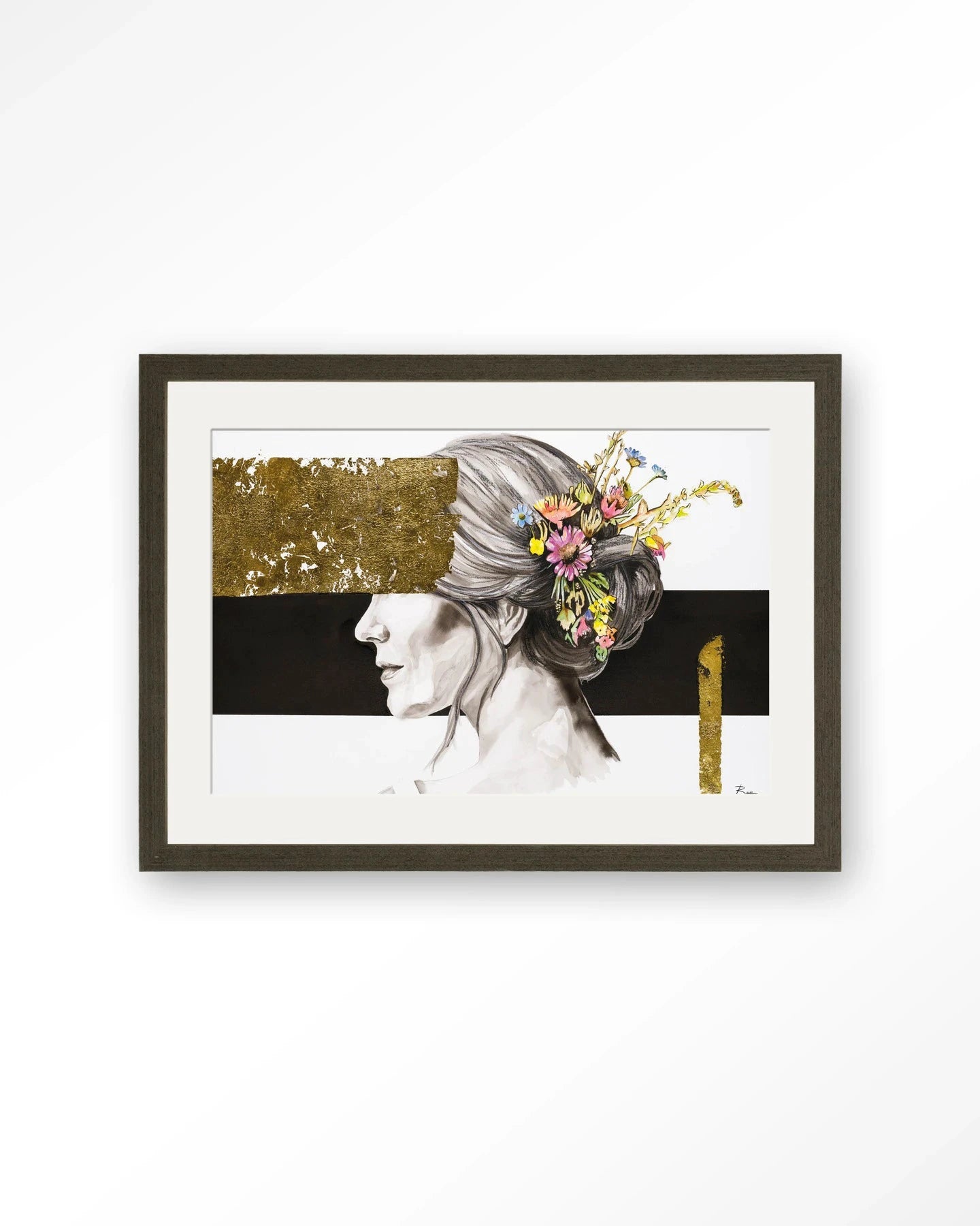 Blooming In Gold - Moderne Wanddecoratie | Artprint, Glass Art, Wandkleed by Urban Cotton