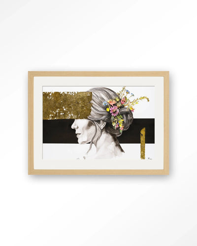 Blooming In Gold - Moderne Wanddecoratie | Artprint, Glass Art, Wandkleed by Urban Cotton
