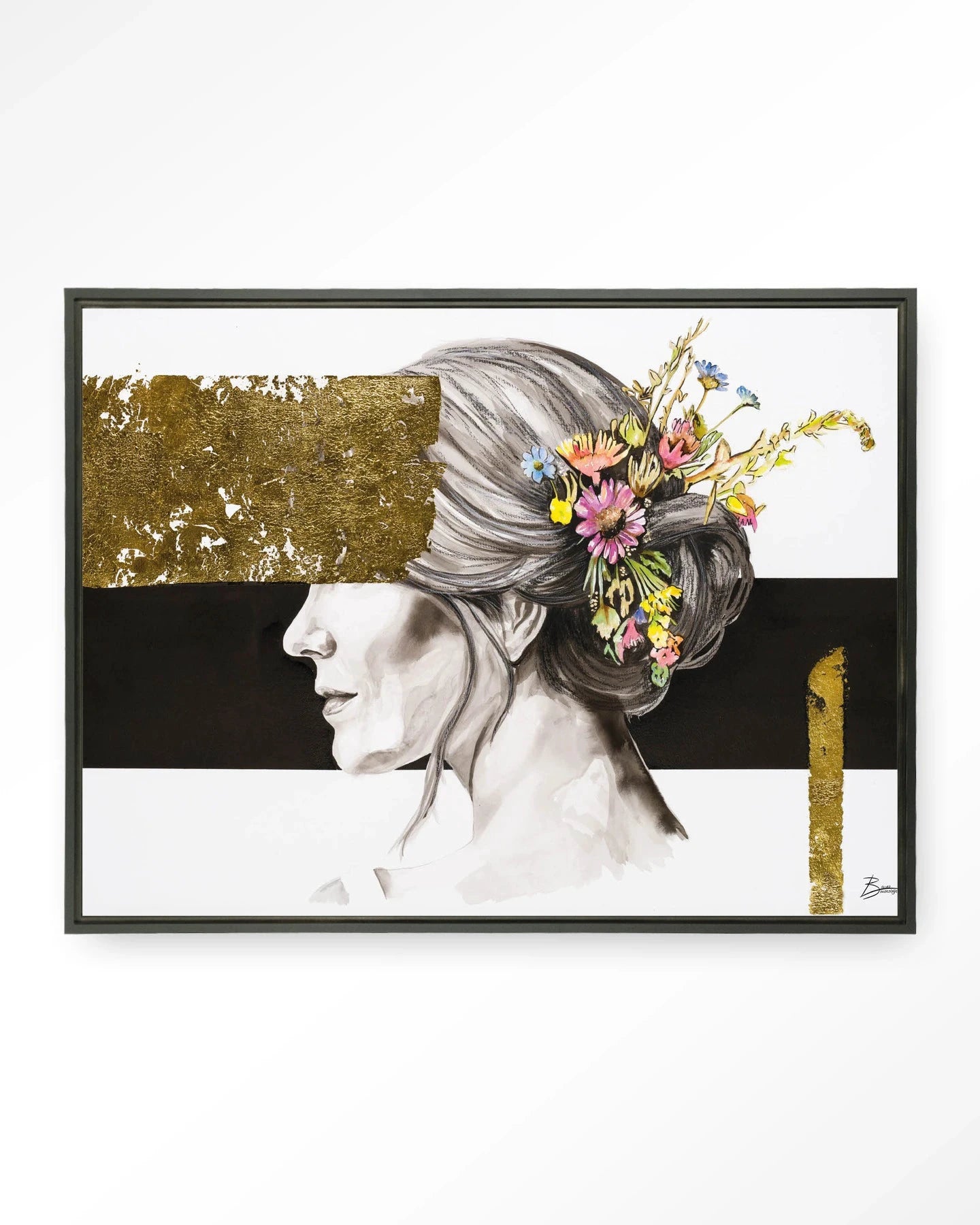 Blooming In Gold - Moderne Wanddecoratie | Artprint, Glass Art, Wandkleed by Urban Cotton