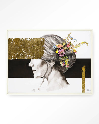 Blooming In Gold - Moderne Wanddecoratie | Artprint, Glass Art, Wandkleed by Urban Cotton