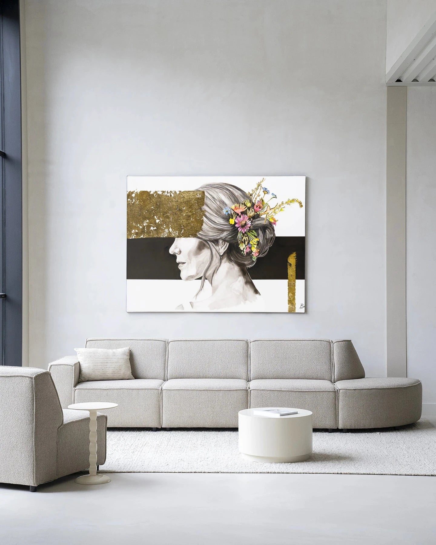 Blooming In Gold - Moderne Wanddecoratie | Artprint, Glass Art, Wandkleed by Urban Cotton