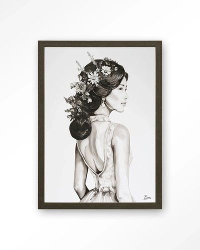 Lady With Blossom - Moderne Wanddecoratie | Artprint, Glass Art, Wandkleed by Urban Cotton