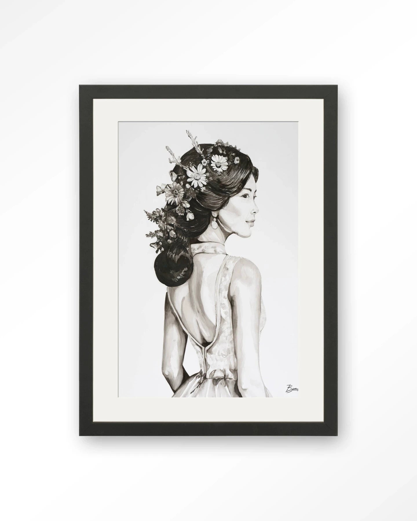 Lady With Blossom - Moderne Wanddecoratie | Artprint, Glass Art, Wandkleed by Urban Cotton