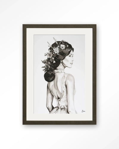 Lady With Blossom - Moderne Wanddecoratie | Artprint, Glass Art, Wandkleed by Urban Cotton