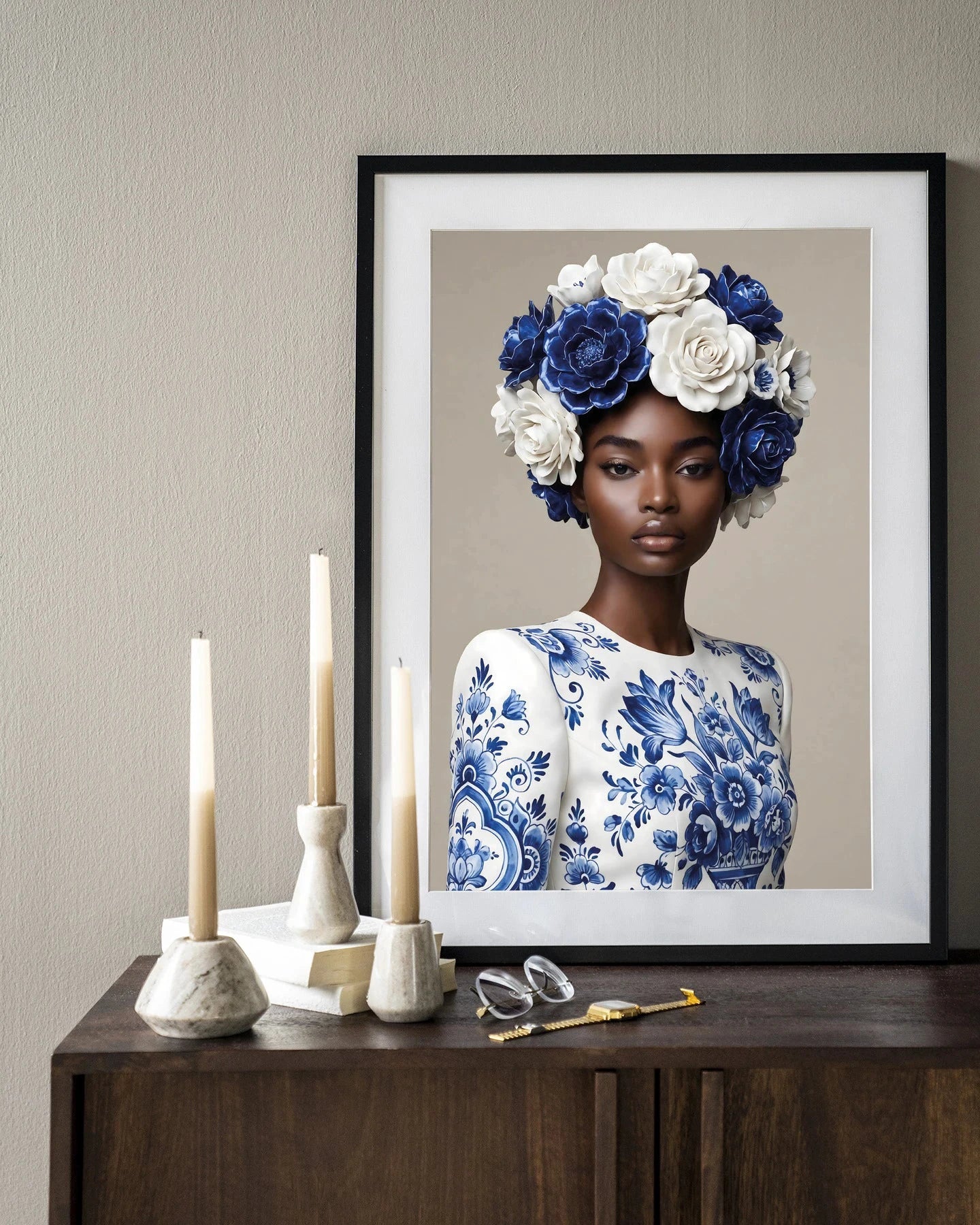 Blue Duchess - Moderne Wanddecoratie | Artprint, Glass Art, Wandkleed by Urban Cotton