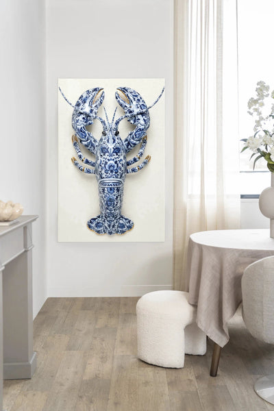 Blue Lobster - Moderne Wanddecoratie | Artprint, Glass Art, Wandkleed by Urban Cotton