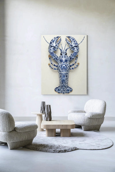 Blue Lobster - Moderne Wanddecoratie | Artprint, Glass Art, Wandkleed by Urban Cotton