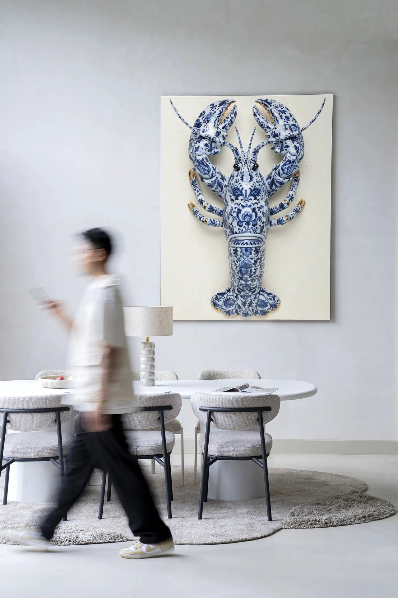 Blue Lobster - Moderne Wanddecoratie | Artprint, Glass Art, Wandkleed by Urban Cotton
