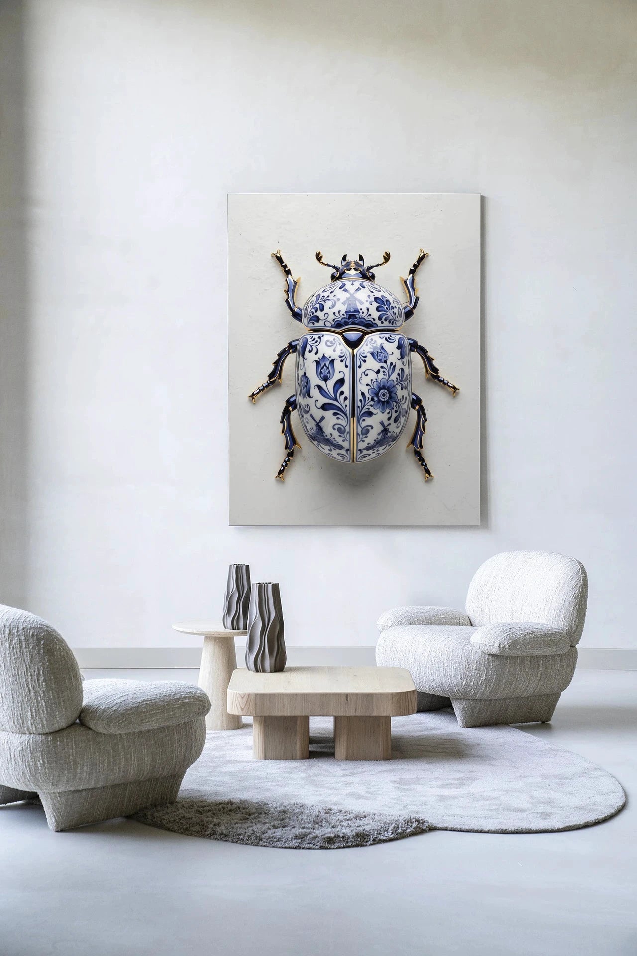 Blue Beatle - Moderne Wanddecoratie | Artprint, Glass Art, Wandkleed by Urban Cotton
