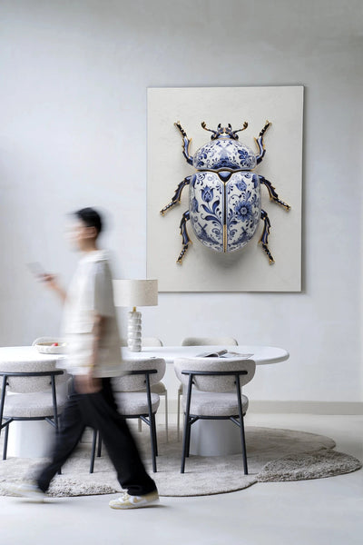 Blue Beatle - Moderne Wanddecoratie | Artprint, Glass Art, Wandkleed by Urban Cotton