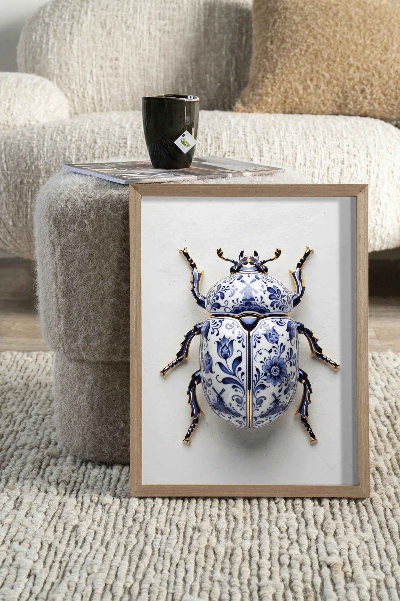 Blue Beatle - Moderne Wanddecoratie | Artprint, Glass Art, Wandkleed by Urban Cotton