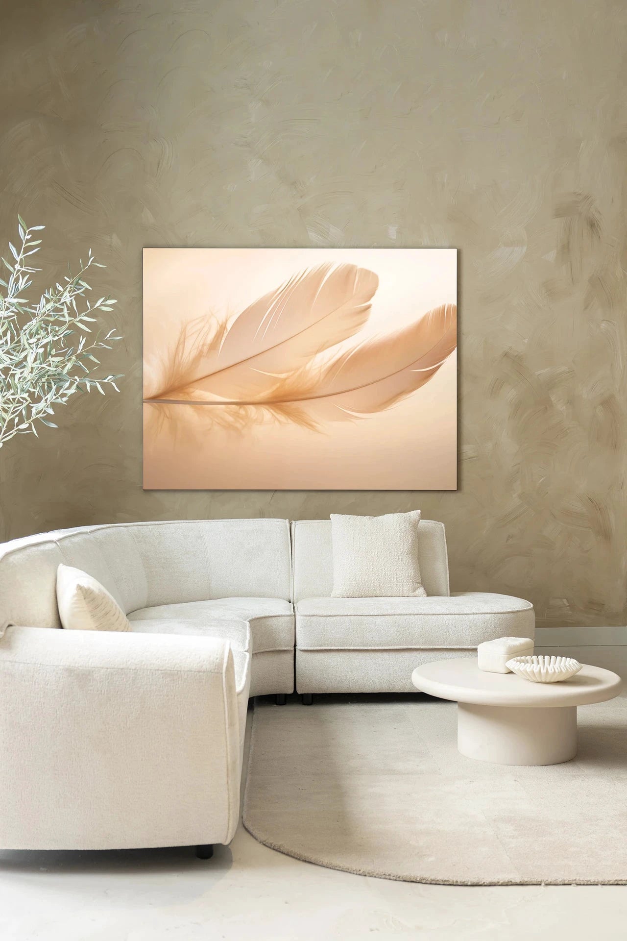 Light Feather - Moderne Wanddecoratie | Artprint, Glass Art, Wandkleed by Urban Cotton