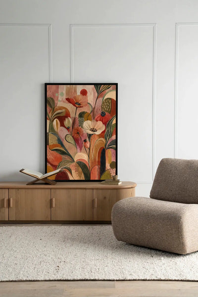 Wild Bloom Red - Moderne Wanddecoratie | Artprint, Glass Art & Wandkleed by Urban Cotton