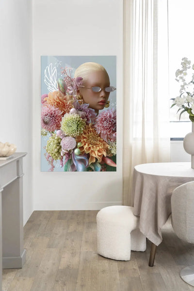 Floral Eclectic- Moderne Wanddecoratie | Artprint, Glass Art, Wandkleed by Urban Cotton