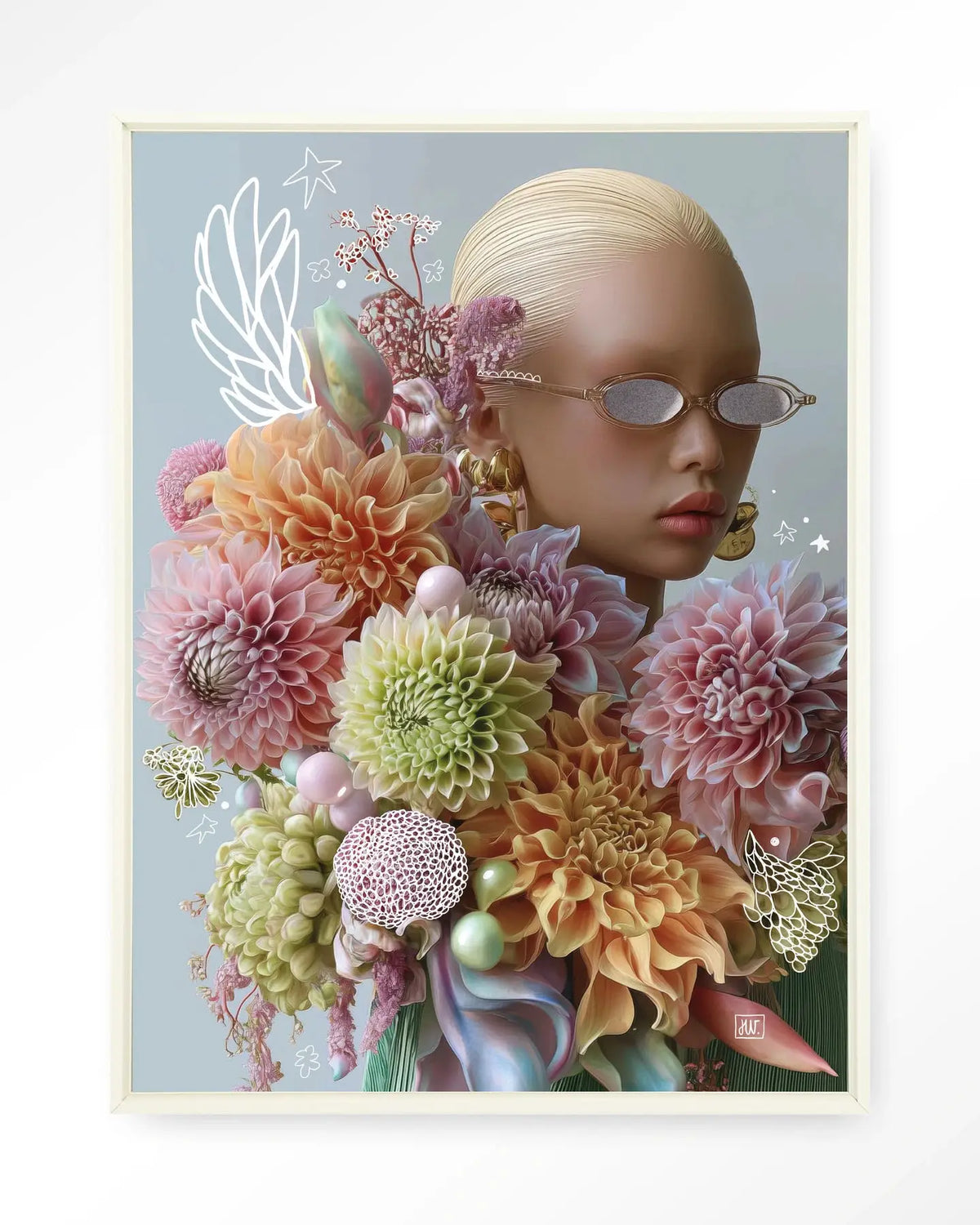 Floral Eclectic- Moderne Wanddecoratie | Artprint, Glass Art, Wandkleed by Urban Cotton