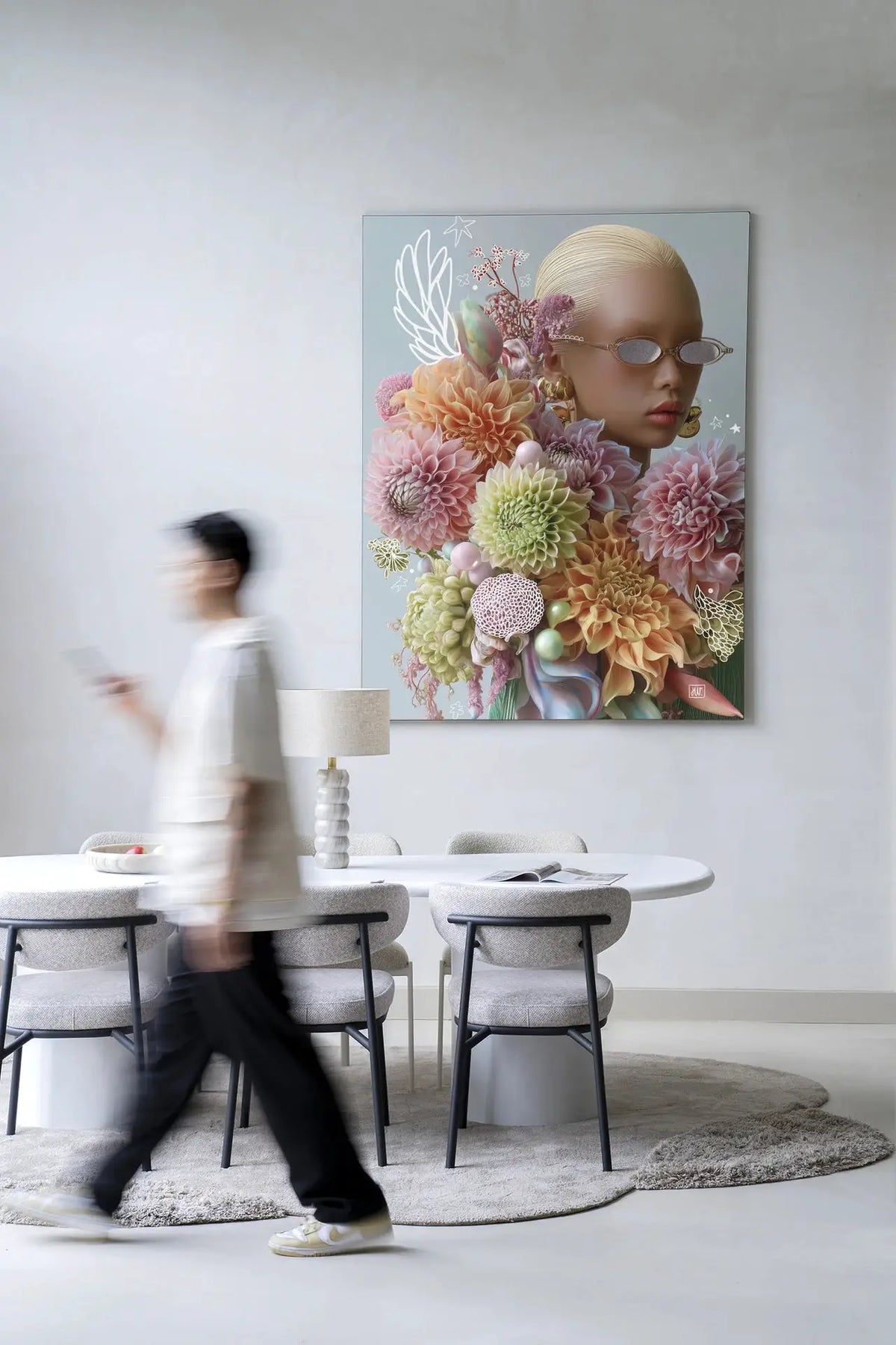 Floral Eclectic- Moderne Wanddecoratie | Artprint, Glass Art, Wandkleed by Urban Cotton