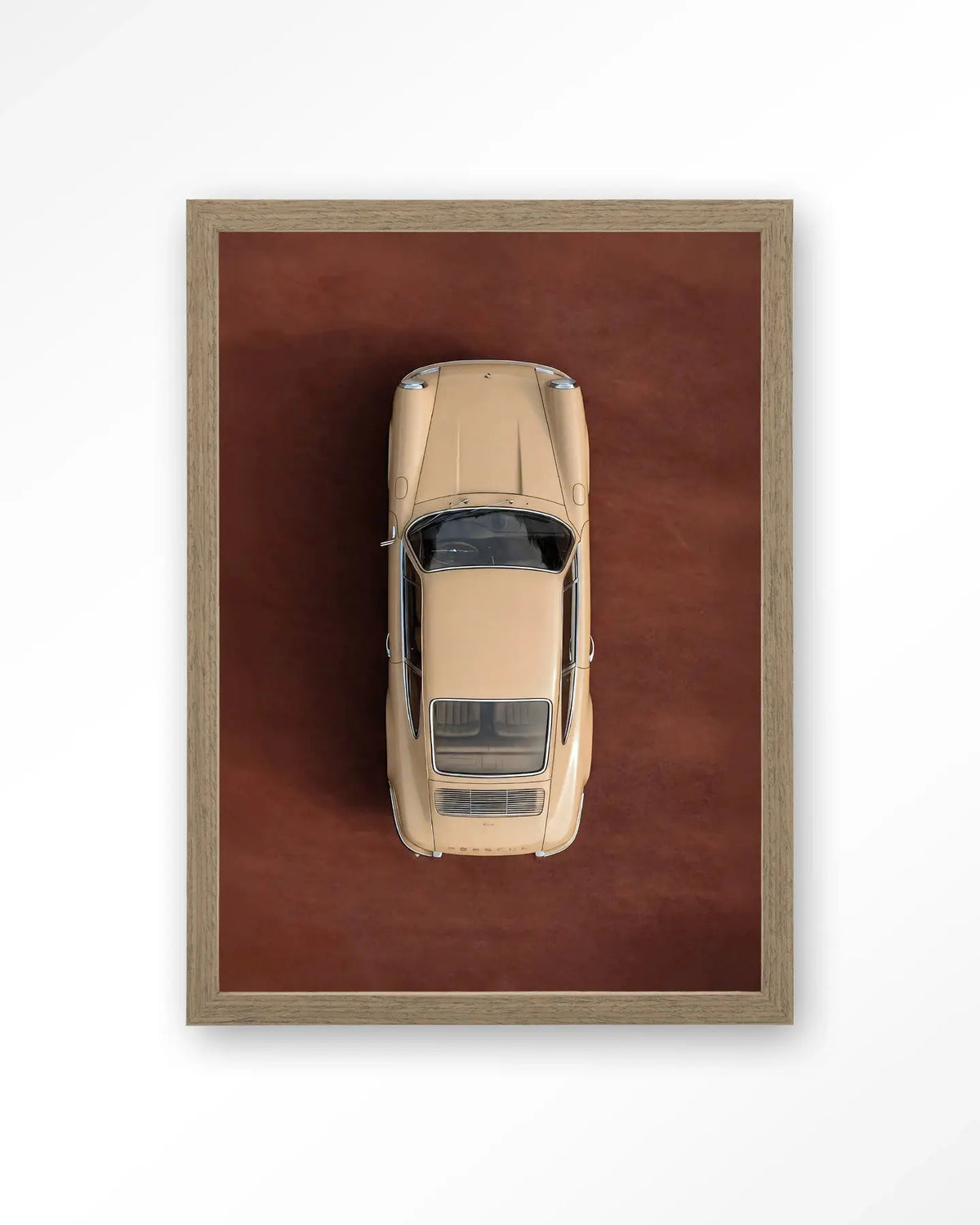 Topview Porsche Beige - Moderne Wanddecoratie | Artprint, Glass Art & Wandkleed by Urban Cotton