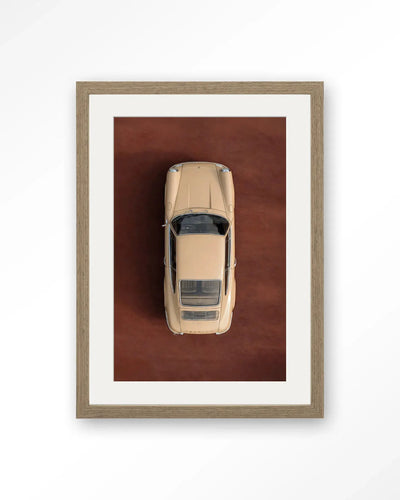 Topview Porsche Beige - Moderne Wanddecoratie | Artprint, Glass Art & Wandkleed by Urban Cotton
