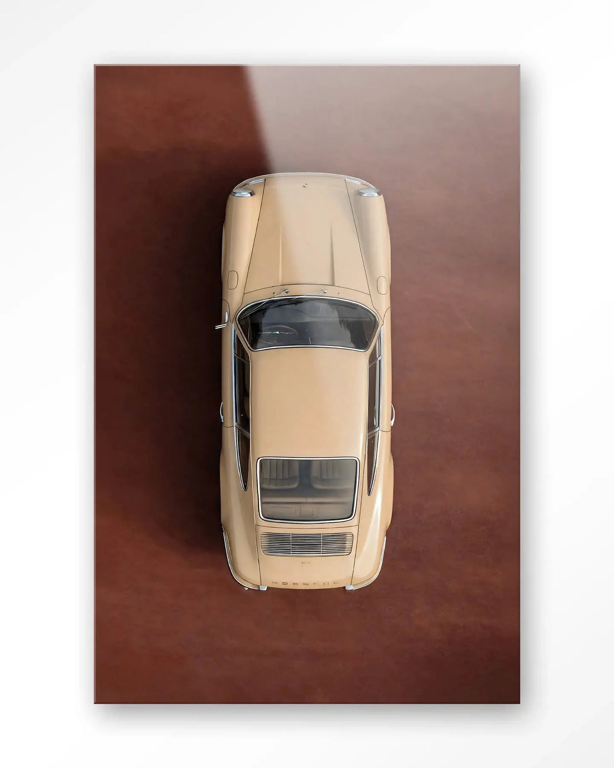 Topview Porsche Beige - Moderne Wanddecoratie | Artprint, Glass Art & Wandkleed by Urban Cotton
