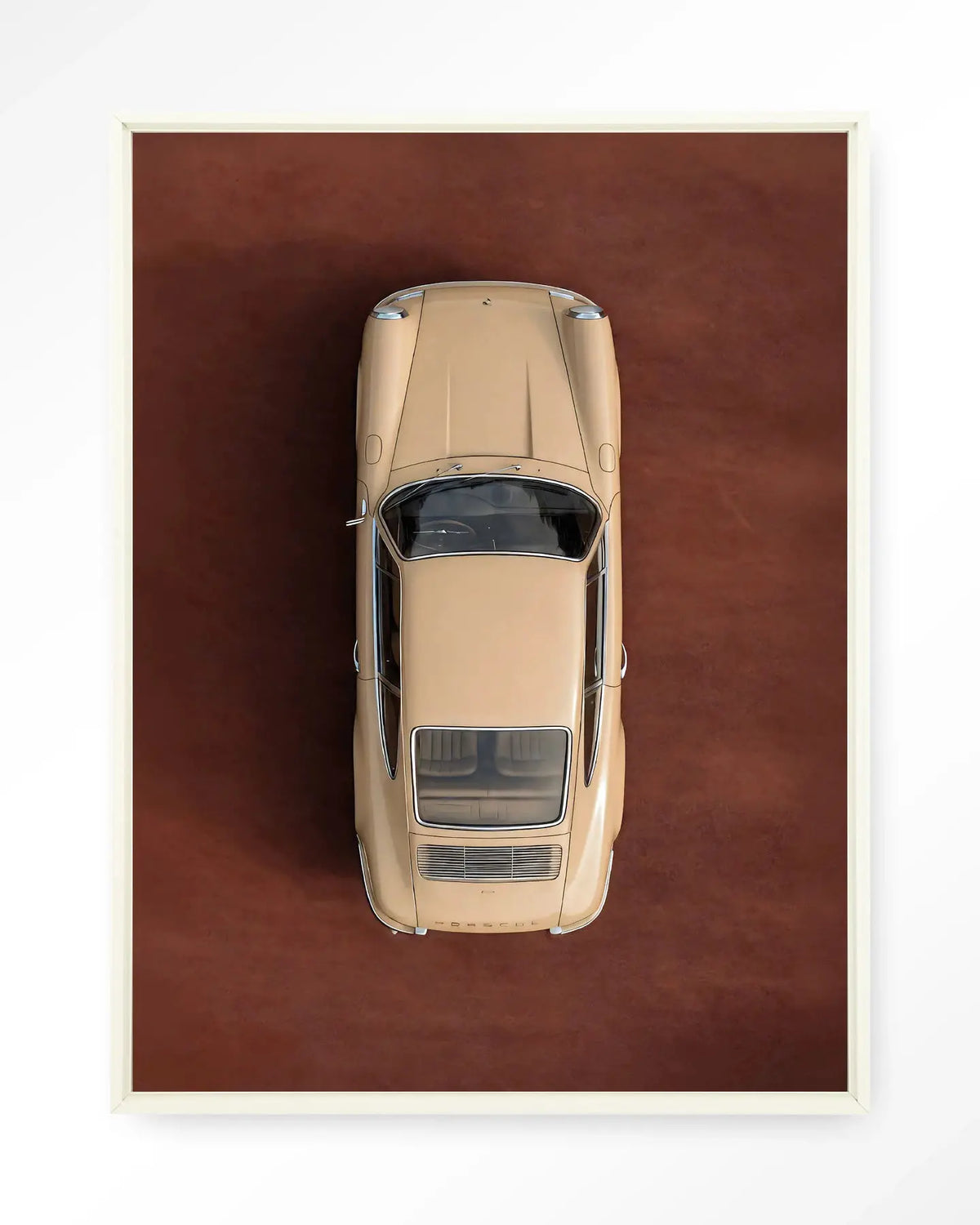 Topview Porsche Beige - Moderne Wanddecoratie | Artprint, Glass Art & Wandkleed by Urban Cotton