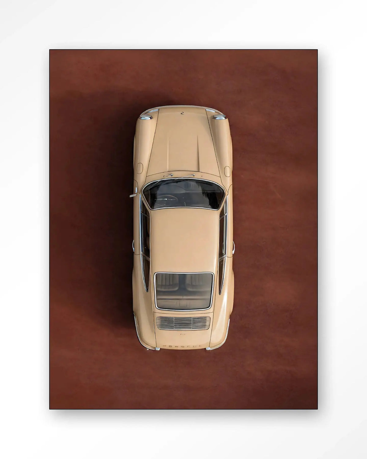 Topview Porsche Beige - Moderne Wanddecoratie | Artprint, Glass Art & Wandkleed by Urban Cotton