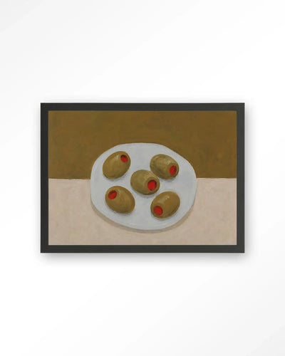 Olives On A Plate - Moderne Wanddecoratie | Artprint, Glass Art & Wandkleed by Urban Cotton