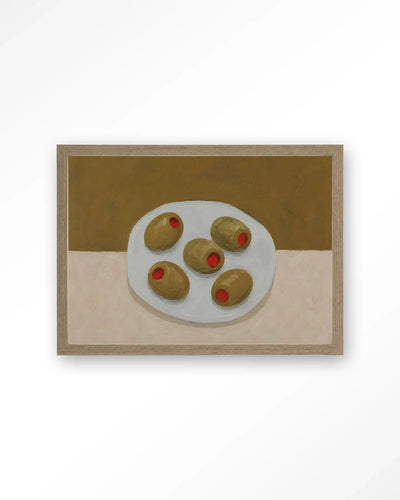 Olives On A Plate - Moderne Wanddecoratie | Artprint, Glass Art & Wandkleed by Urban Cotton