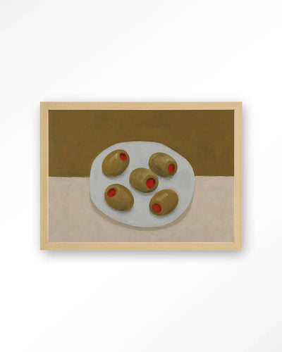 Olives On A Plate - Moderne Wanddecoratie | Artprint, Glass Art & Wandkleed by Urban Cotton