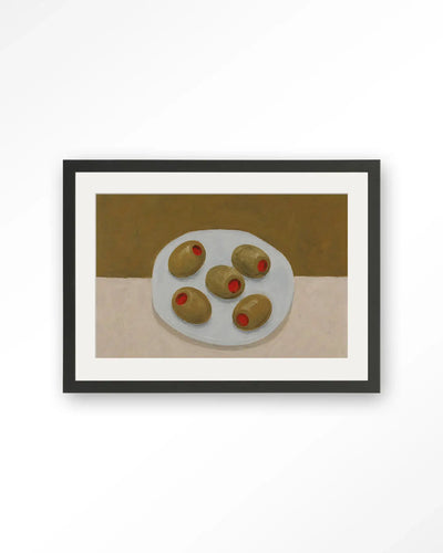 Olives On A Plate - Moderne Wanddecoratie | Artprint, Glass Art & Wandkleed by Urban Cotton