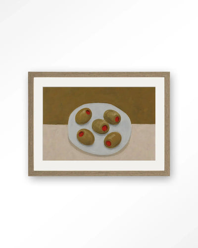 Olives On A Plate - Moderne Wanddecoratie | Artprint, Glass Art & Wandkleed by Urban Cotton
