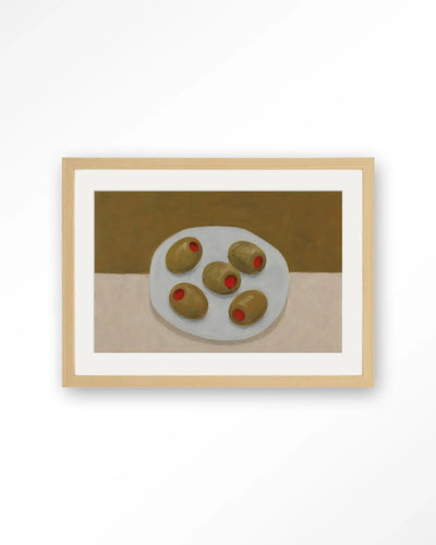 Olives On A Plate - Moderne Wanddecoratie | Artprint, Glass Art & Wandkleed by Urban Cotton