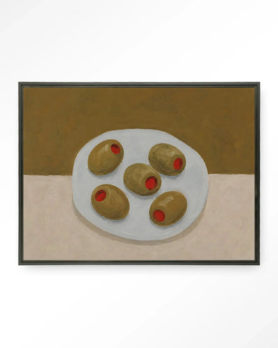 Olives On A Plate - Moderne Wanddecoratie | Artprint, Glass Art & Wandkleed by Urban Cotton