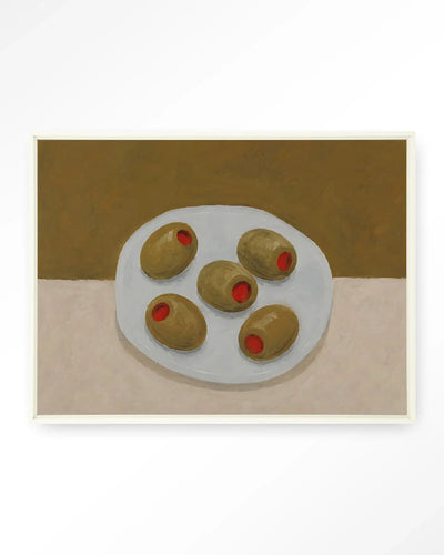 Olives On A Plate - Moderne Wanddecoratie | Artprint, Glass Art & Wandkleed by Urban Cotton
