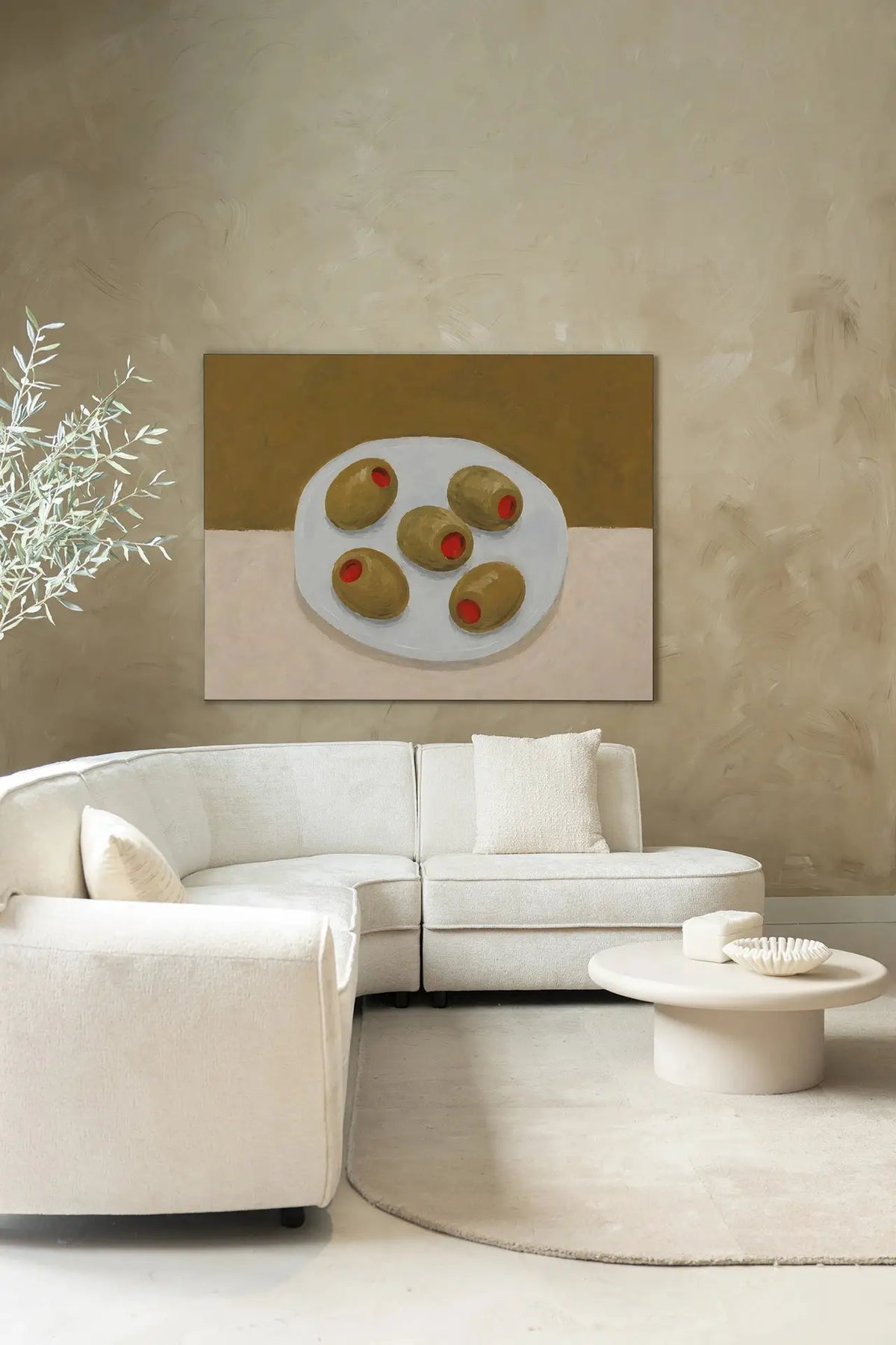 Olives On A Plate - Moderne Wanddecoratie | Artprint, Glass Art & Wandkleed by Urban Cotton
