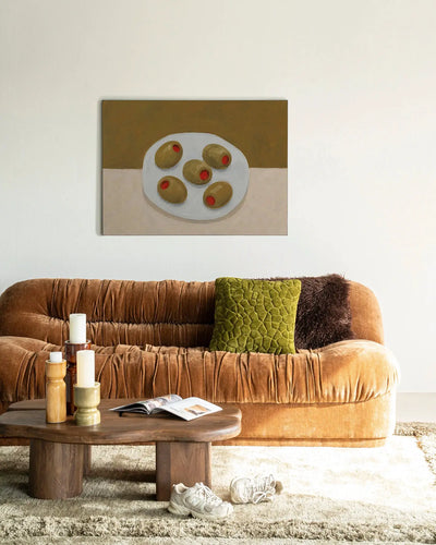 Olives On A Plate - Moderne Wanddecoratie | Artprint, Glass Art & Wandkleed by Urban Cotton