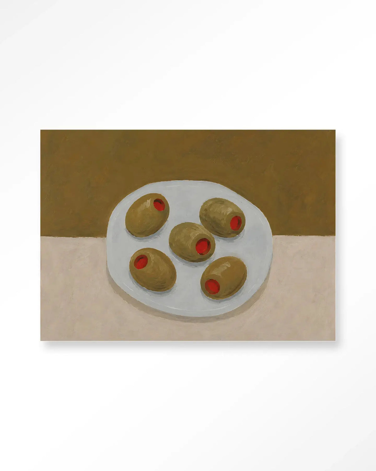 Olives On A Plate - Moderne Wanddecoratie | Artprint, Glass Art & Wandkleed by Urban Cotton