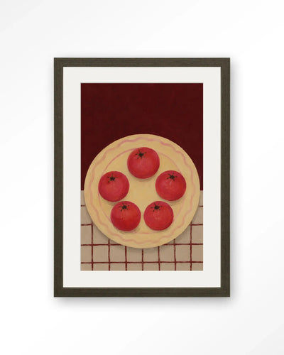 Tomatos On A Plate - Moderne Wanddecoratie | Artprint, Glass Art & Wandkleed by Urban Cotton